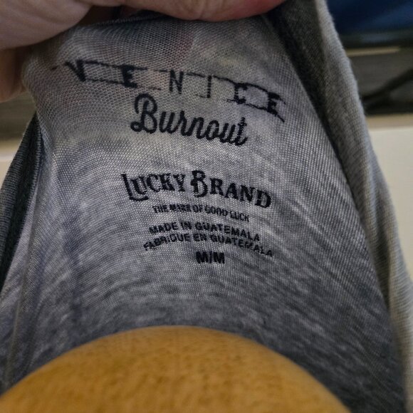 Lucky Brand Men's M/M Gray Blue Burnout Henley T-Shirt Short Sleeve - Picture 2 of 2